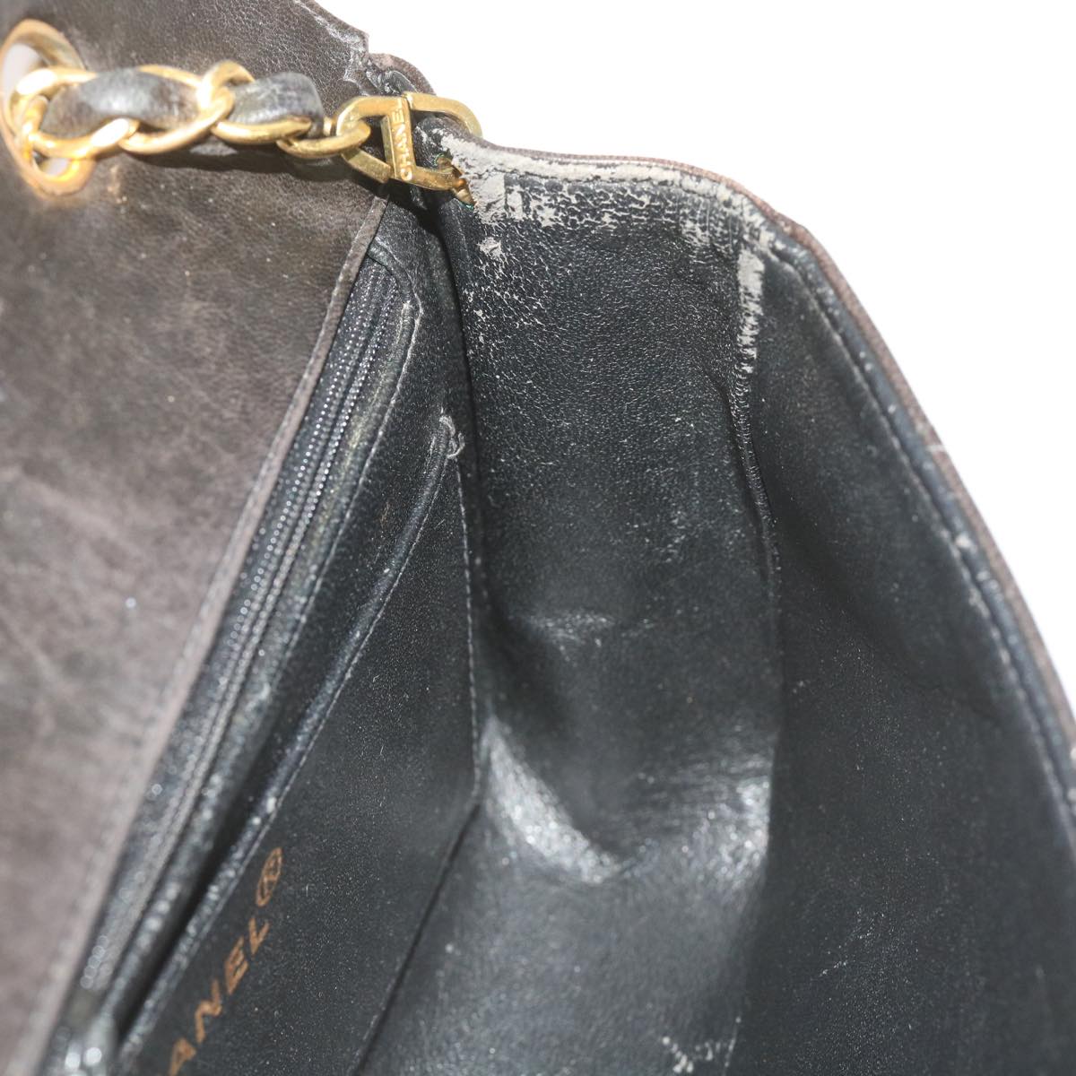 CHANEL Diana Matelasse Chain Shoulder Bag Leather Black CC 66875