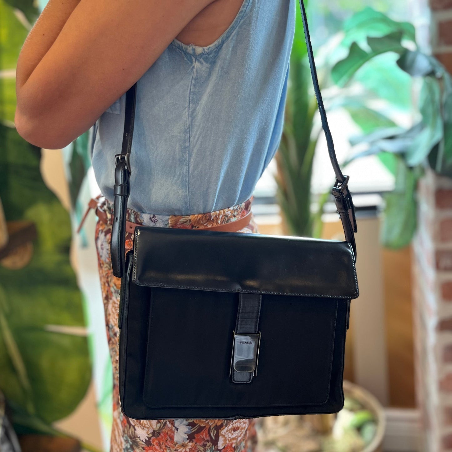 PRADA Spazzolato Tesstuto Nylon Shoulder Bag