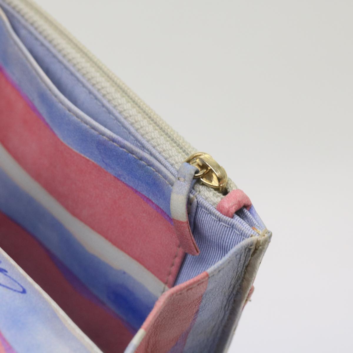 CHANEL Chain Shoulder Bag Leather Blue Red CC 67372A