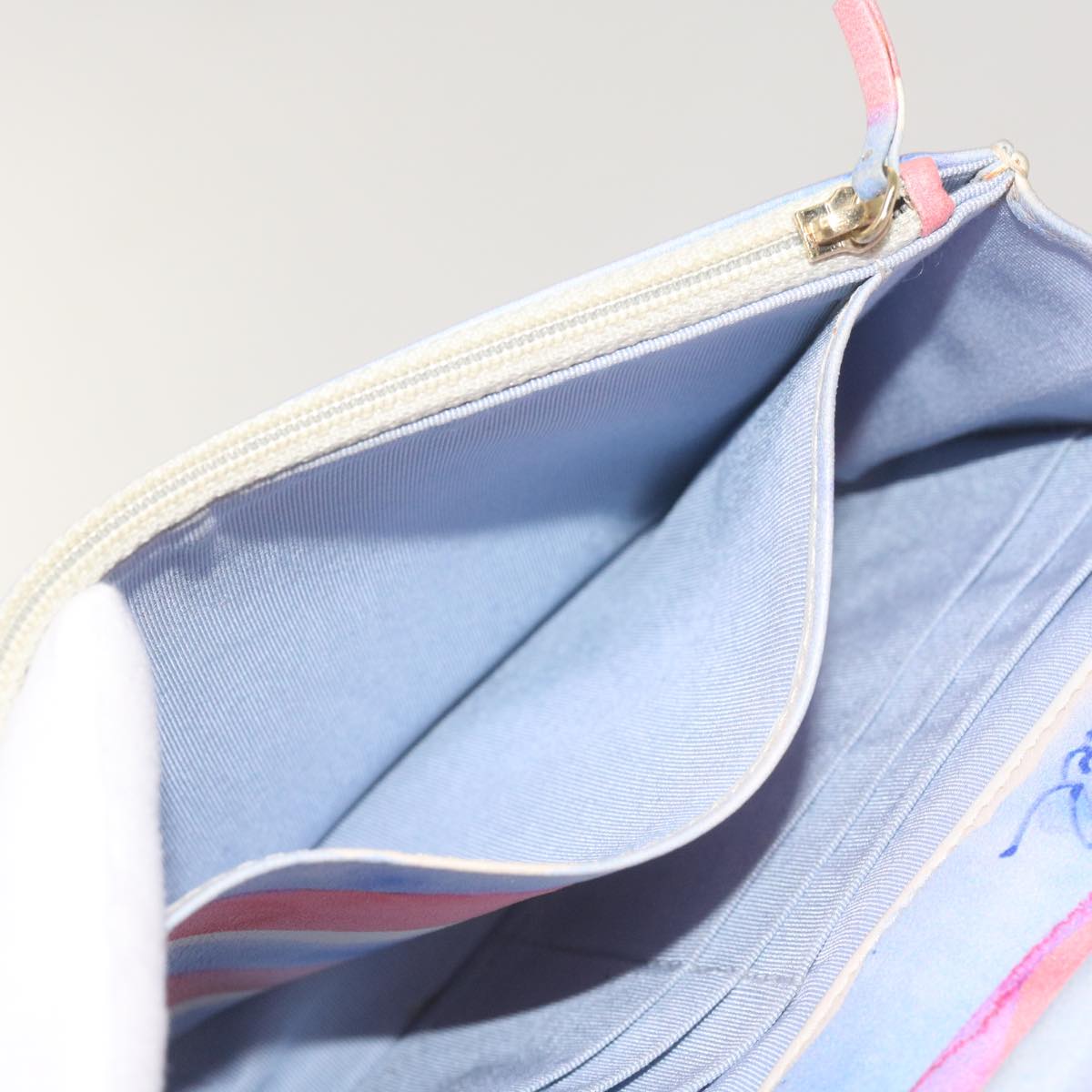 CHANEL Chain Shoulder Bag Leather Blue Red CC 67372A