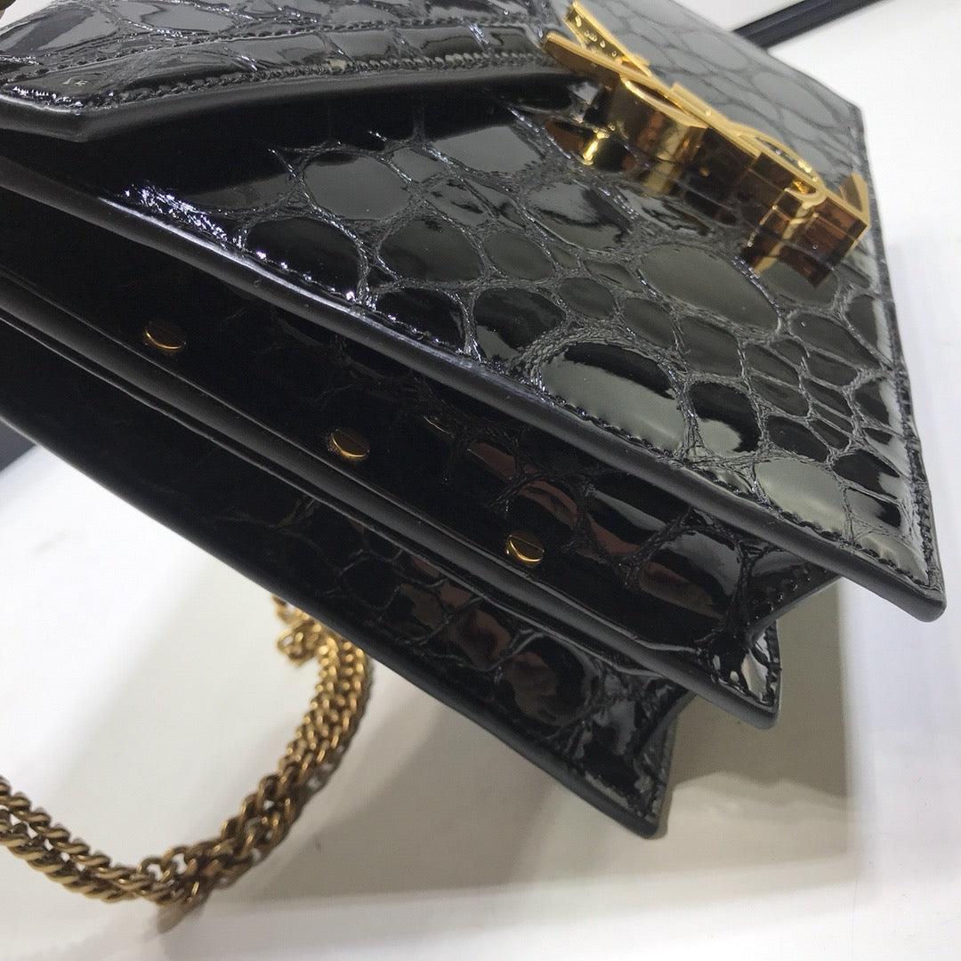 GLAMI Cassandra Small Crossbody Bag With Stone Print Black For Women 7.4in/19cm YSL