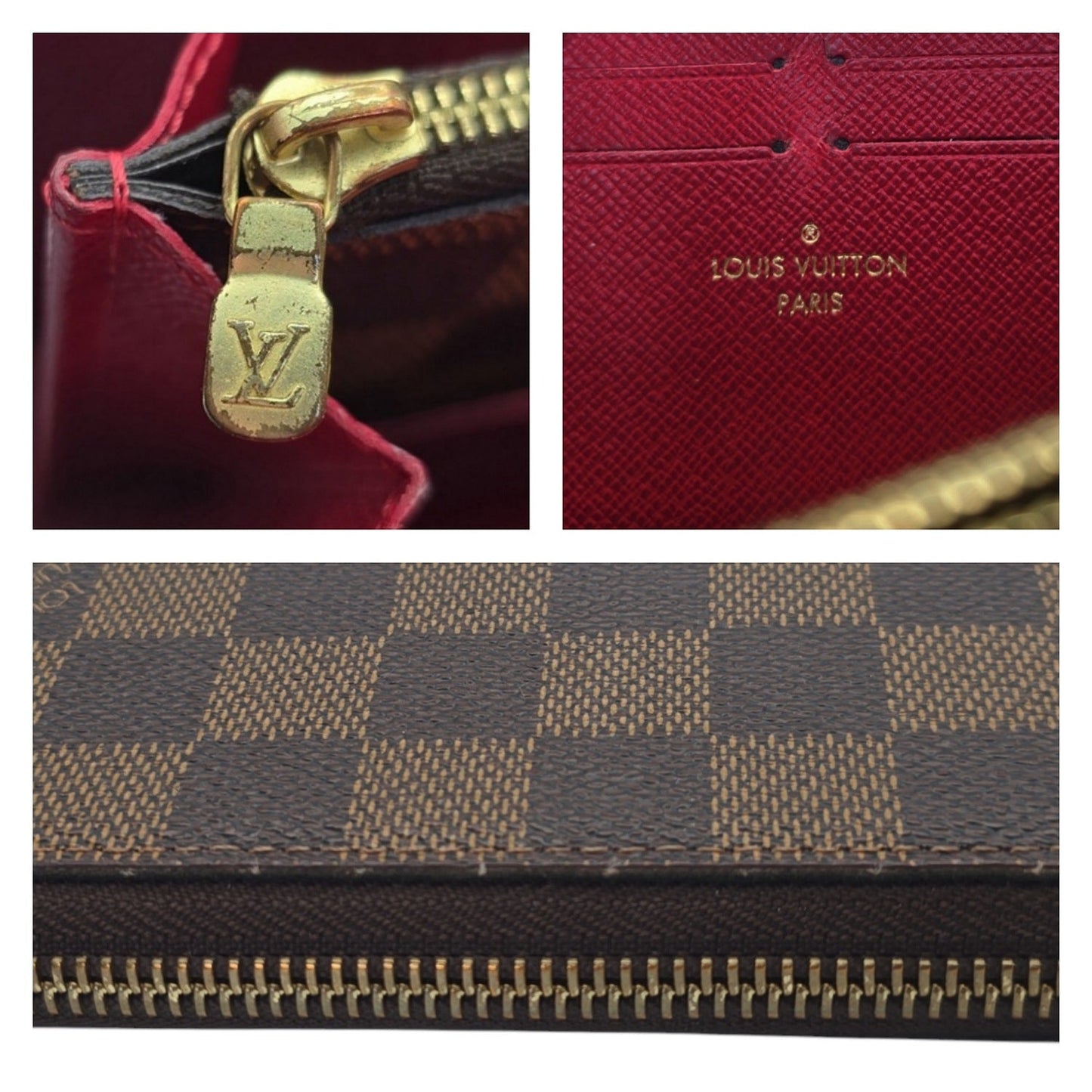 Louis Vuitton Damier Ebene Clemence Wallet Cherry