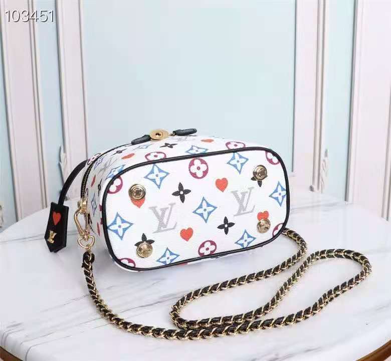 LV Vanity PM Bag Game On Monogram Canvas White By Nicolas Ghesquiere For Women, WomenÃ¢â‚¬â„¢s Handbags, Shoulder And Crossbody 7.5in/19cm LV M57458