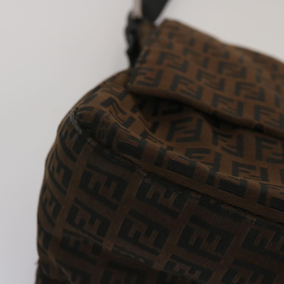 FENDI Zucchino Canvas Mamma Baguette Shoulder Bag Brown 67996