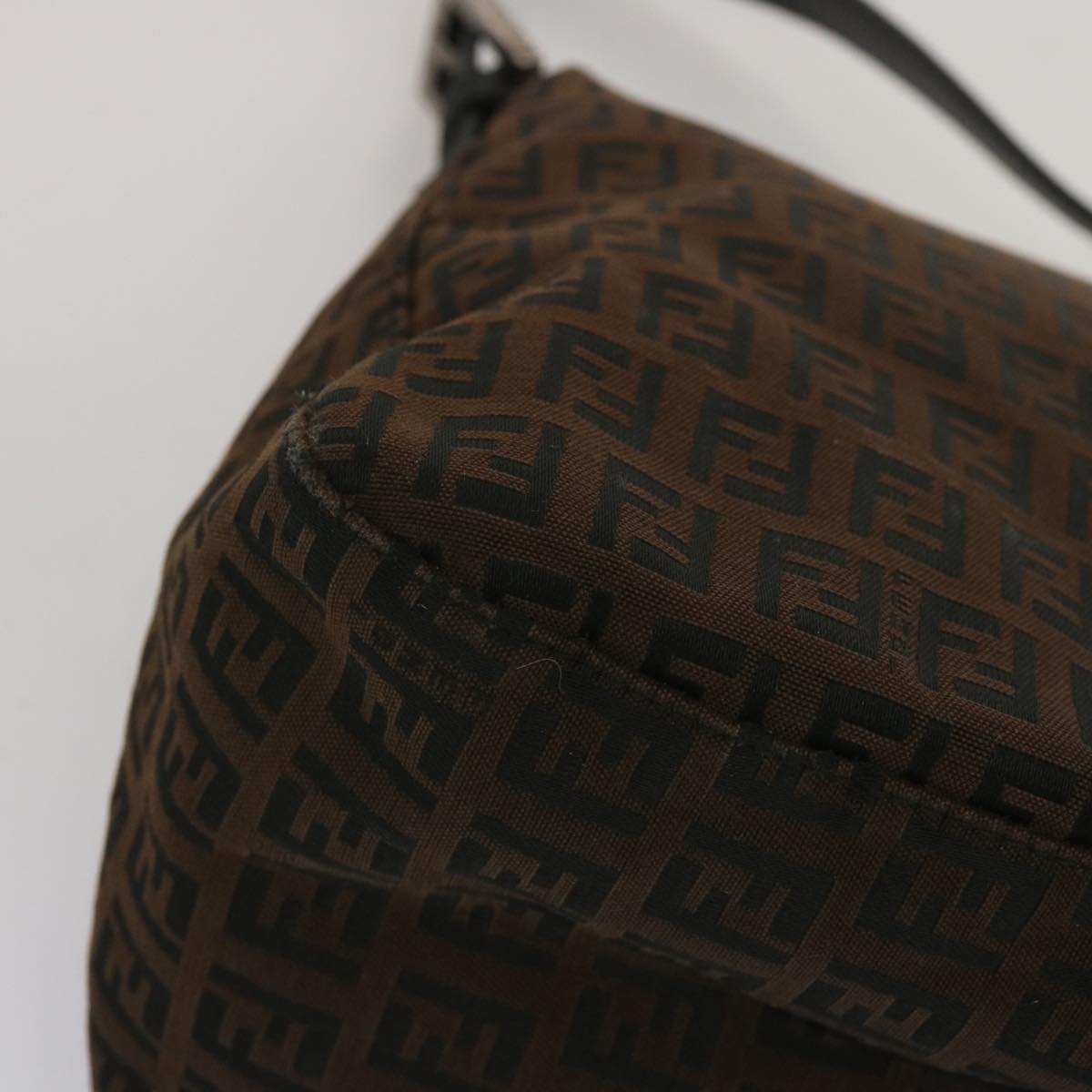 FENDI Zucchino Canvas Mamma Baguette Shoulder Bag Brown 67996