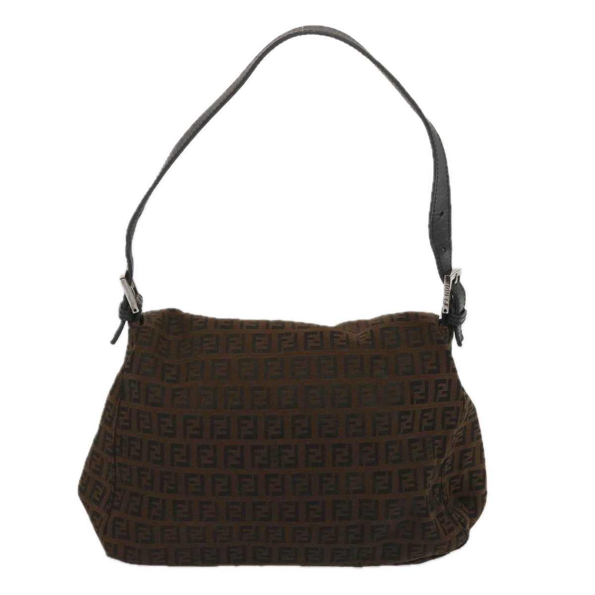 FENDI Zucchino Canvas Mamma Baguette Shoulder Bag Brown 67996