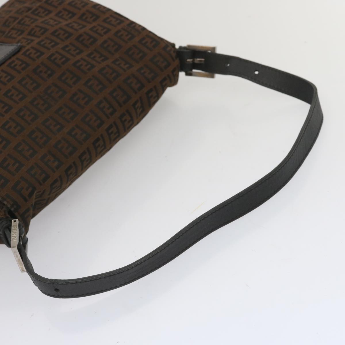 FENDI Zucchino Canvas Mamma Baguette Shoulder Bag Brown 67996