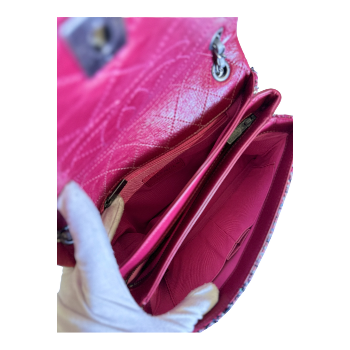 Chanel Pink CC Lambskin and Tweed Flap
