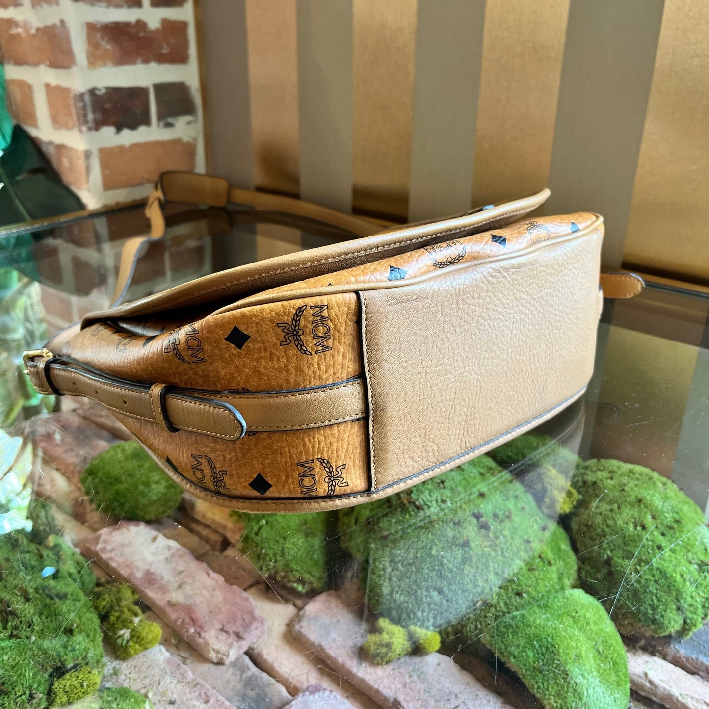 MCM Cognac Visetos Canvas Crossbody Bag