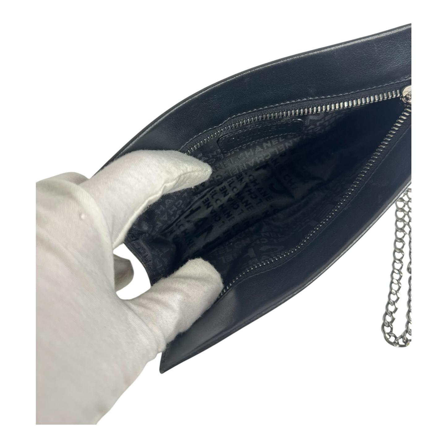 Chanel Black Leather Small LAX Wristlet