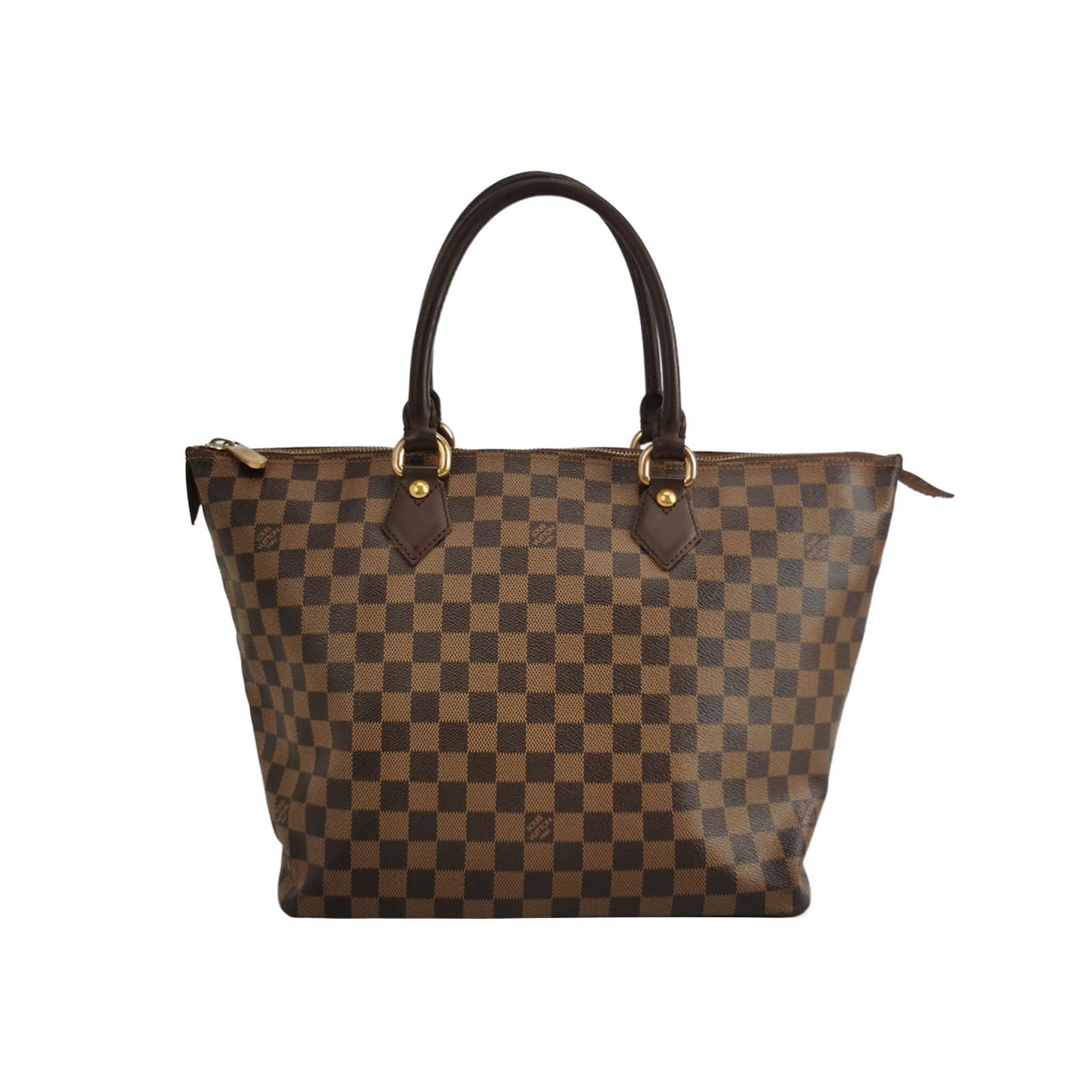 Preloved GLM-Saleya Leather Checkered Zipper Hobo Handbag 250517781196476