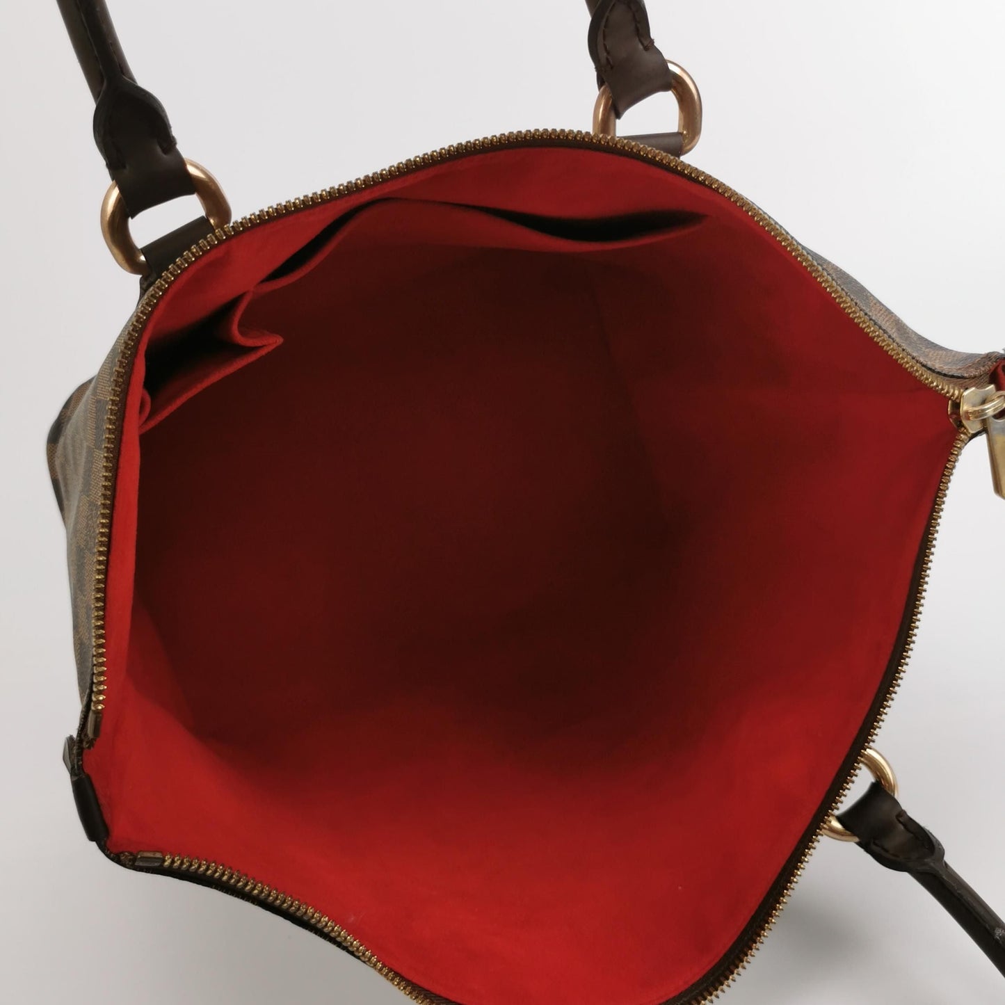 Preloved GLM-Saleya Leather Checkered Zipper Hobo Handbag 250517781196476