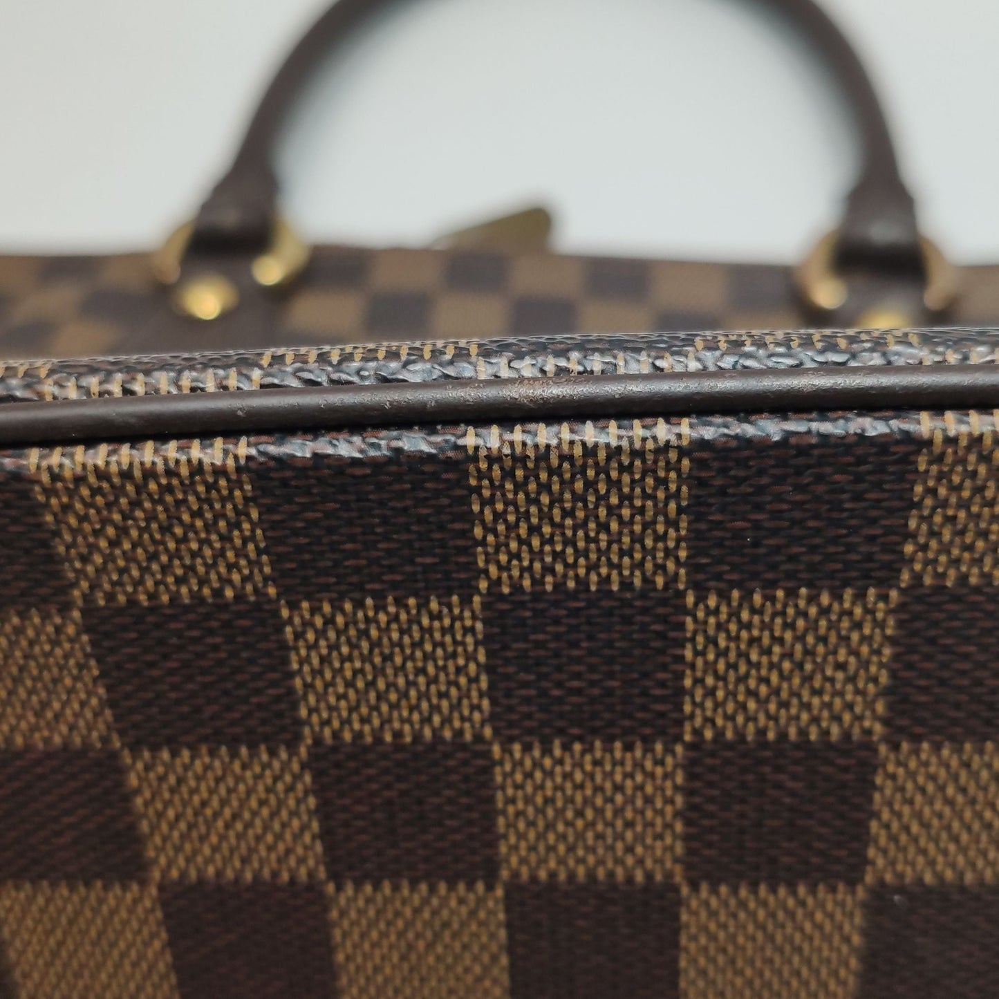 Preloved GLM-Saleya Leather Checkered Zipper Hobo Handbag 250517781196476