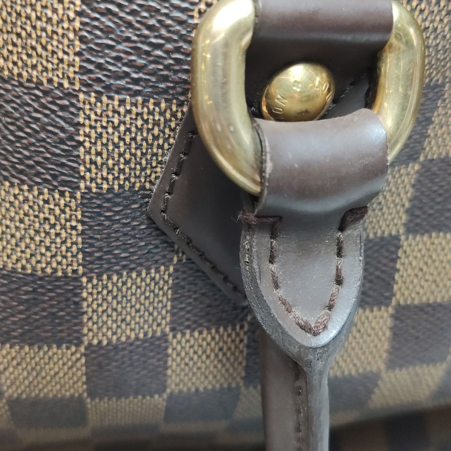 Preloved GLM-Saleya Leather Checkered Zipper Hobo Handbag 250517781196476