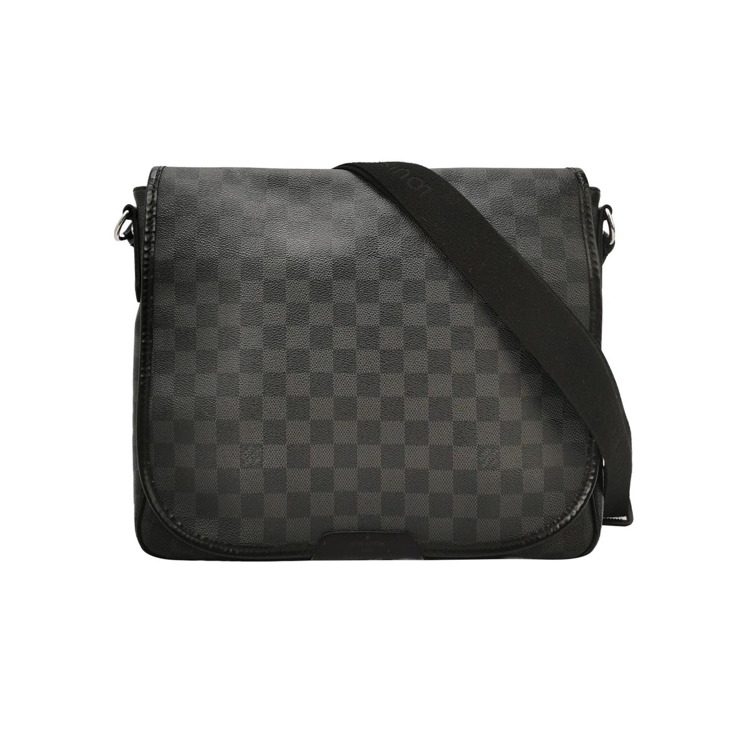 Preloved GLM-Leather Checkerboard Flap Messenger Bag 250514781191938