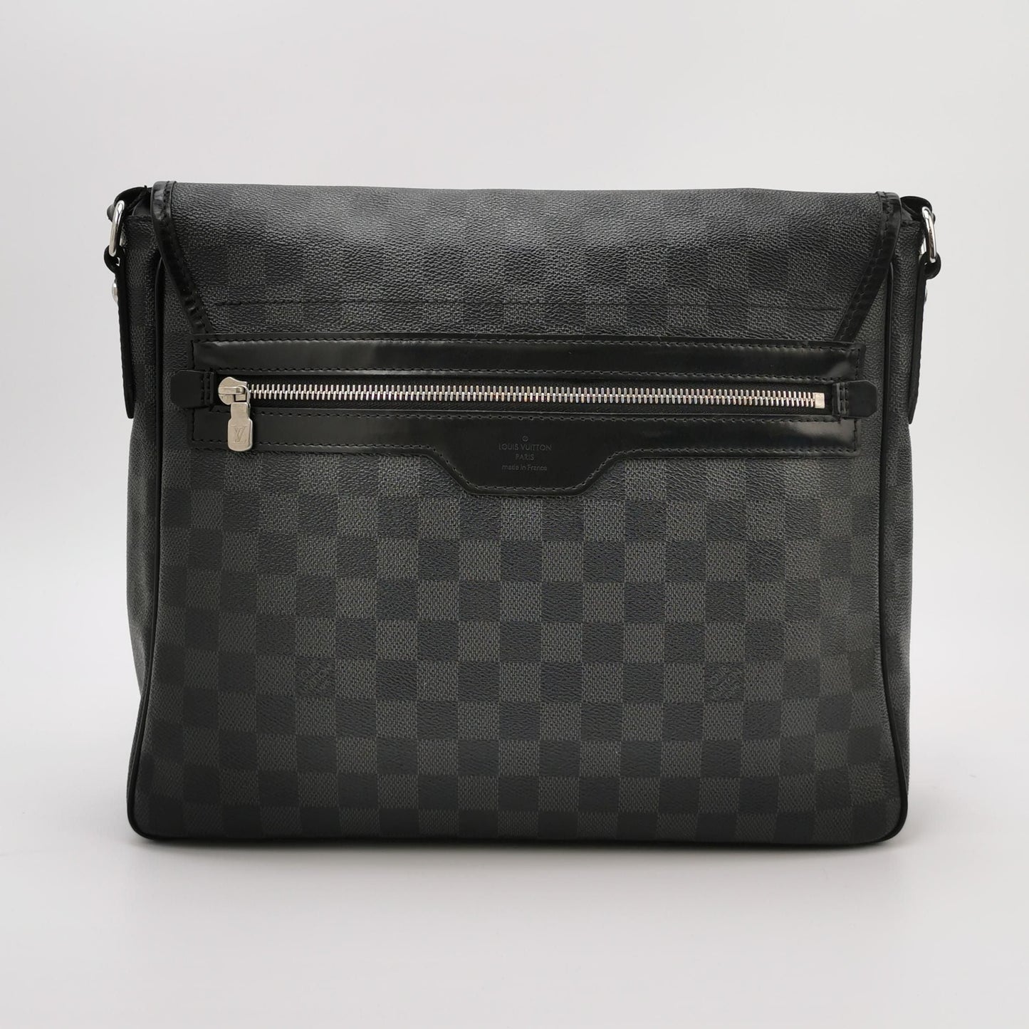Preloved GLM-Leather Checkerboard Flap Messenger Bag 250514781191938