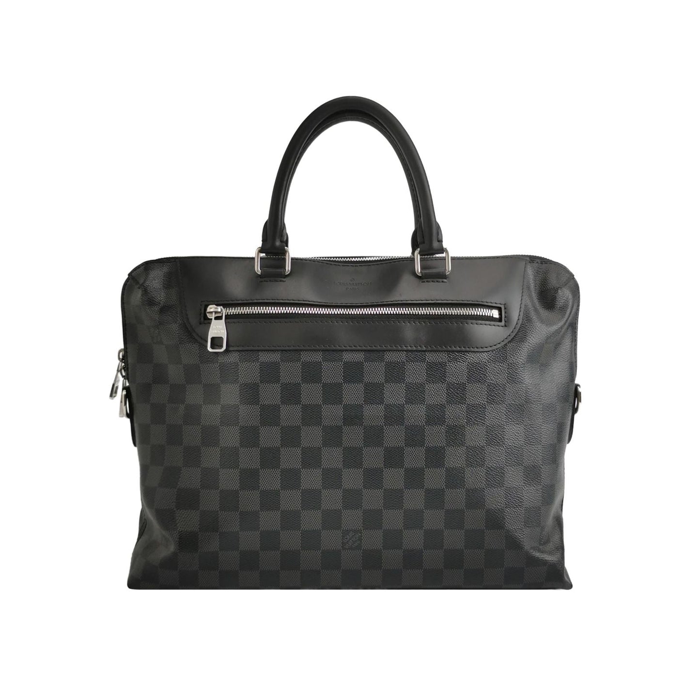 Preloved GLM-Porte Documents Jour Leather Checkerboard Trim Handbag 250513781191216