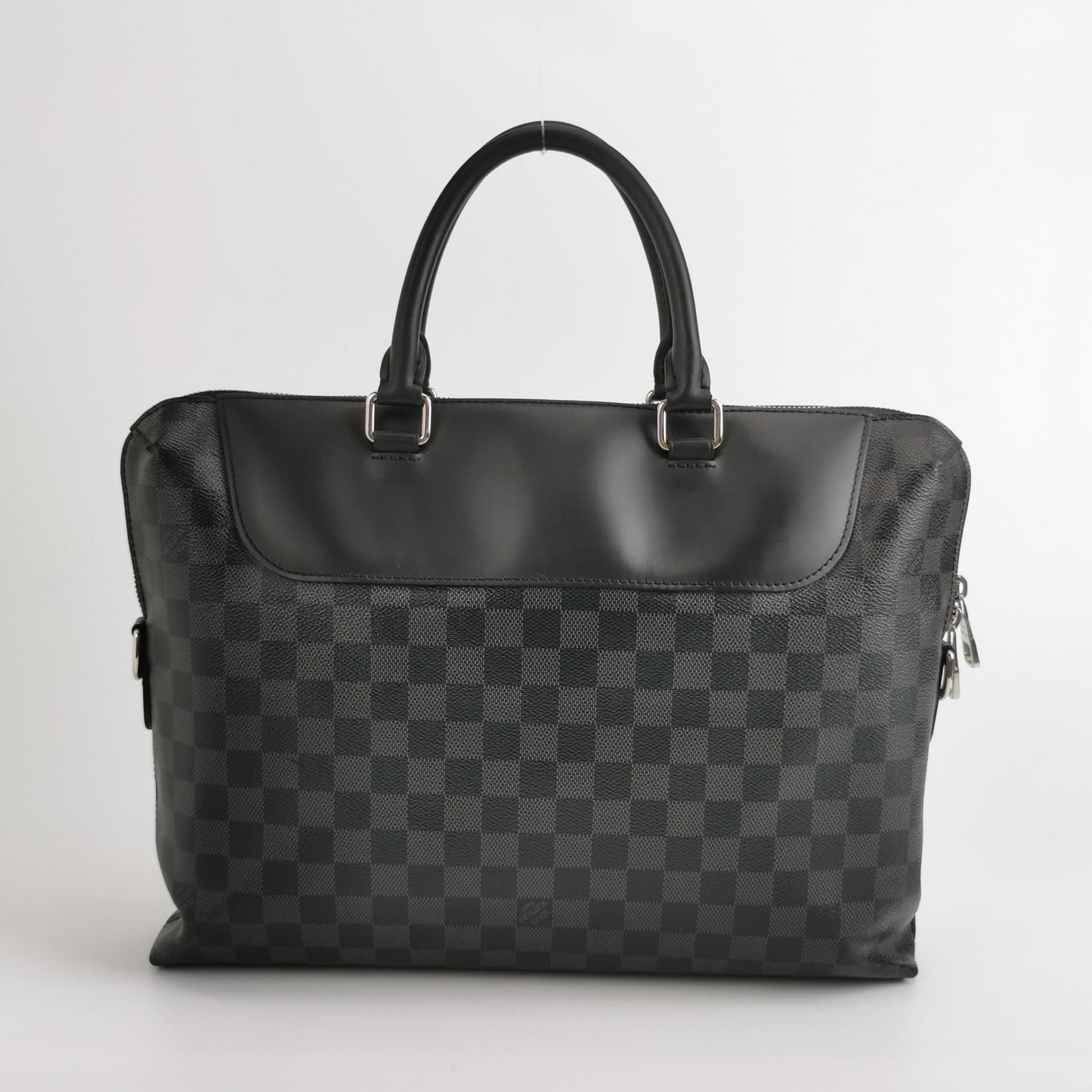 Preloved GLM-Porte Documents Jour Leather Checkerboard Trim Handbag 250513781191216