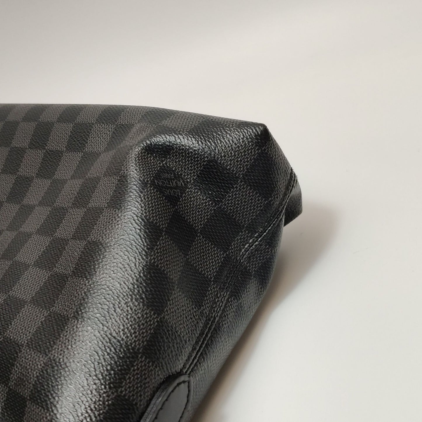 Preloved GLM-Porte Documents Jour Leather Checkerboard Trim Handbag 250513781191216