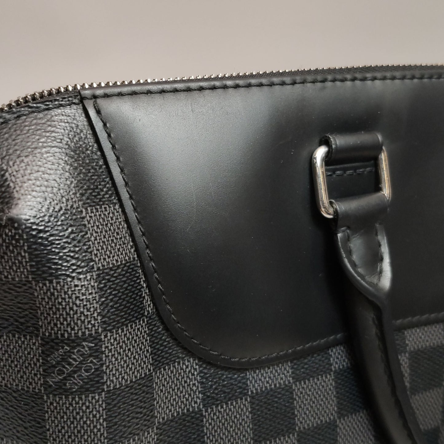 Preloved GLM-Porte Documents Jour Leather Checkerboard Trim Handbag 250513781191216