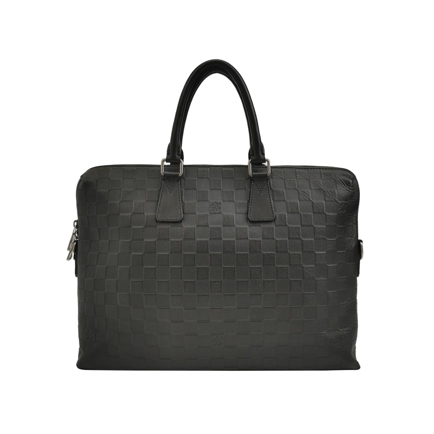Preloved GLM-Porte Documents Leather Checkerboard Briefcase Handbag 250512781188957