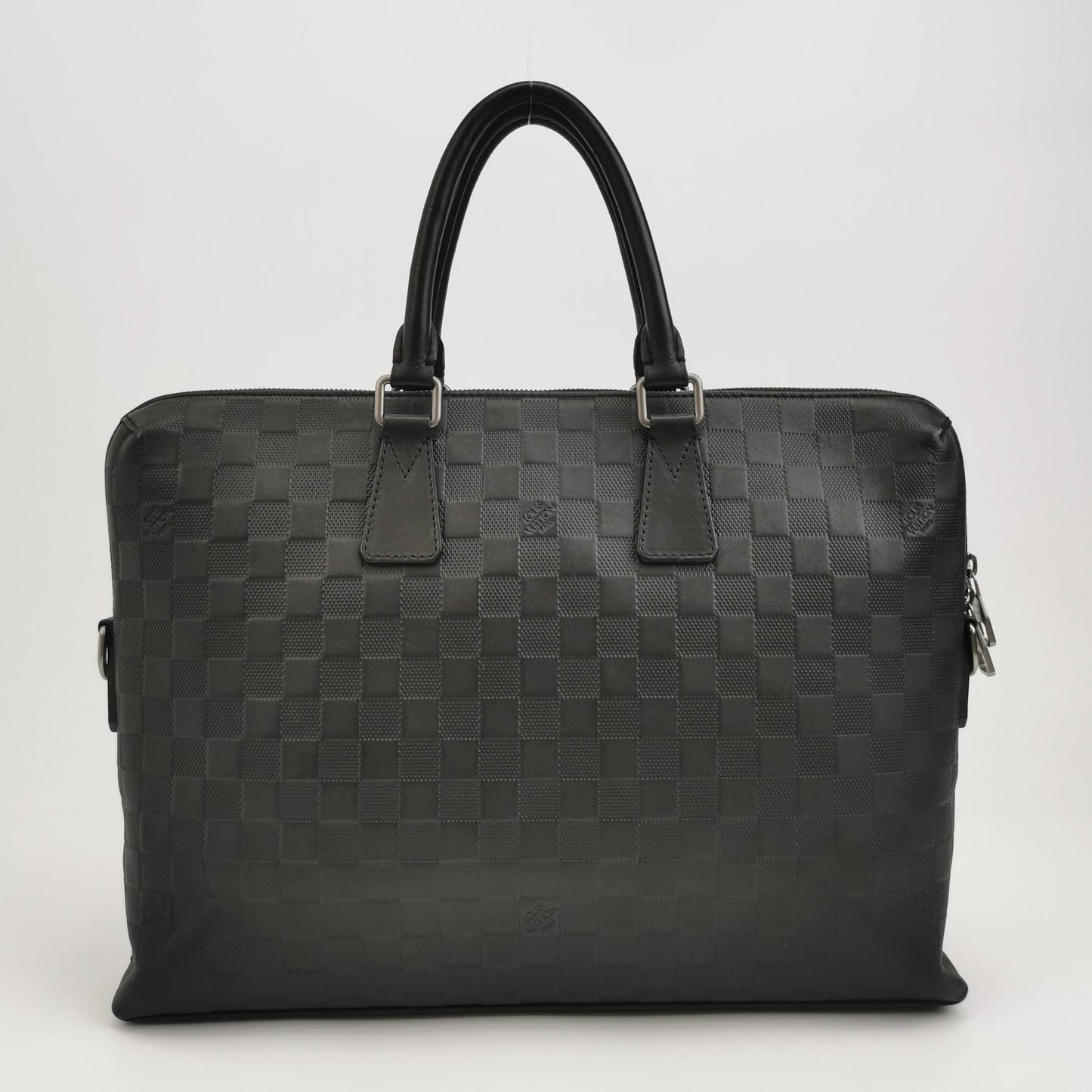 Preloved GLM-Porte Documents Leather Checkerboard Briefcase Handbag 250512781188957