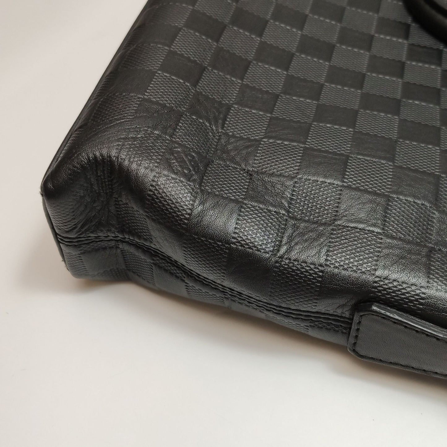 Preloved GLM-Porte Documents Leather Checkerboard Briefcase Handbag 250512781188957