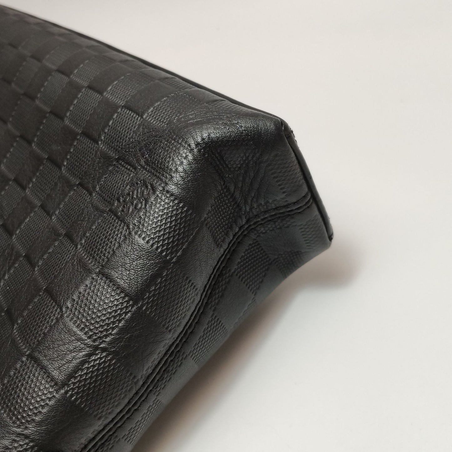 Preloved GLM-Porte Documents Leather Checkerboard Briefcase Handbag 250512781188957