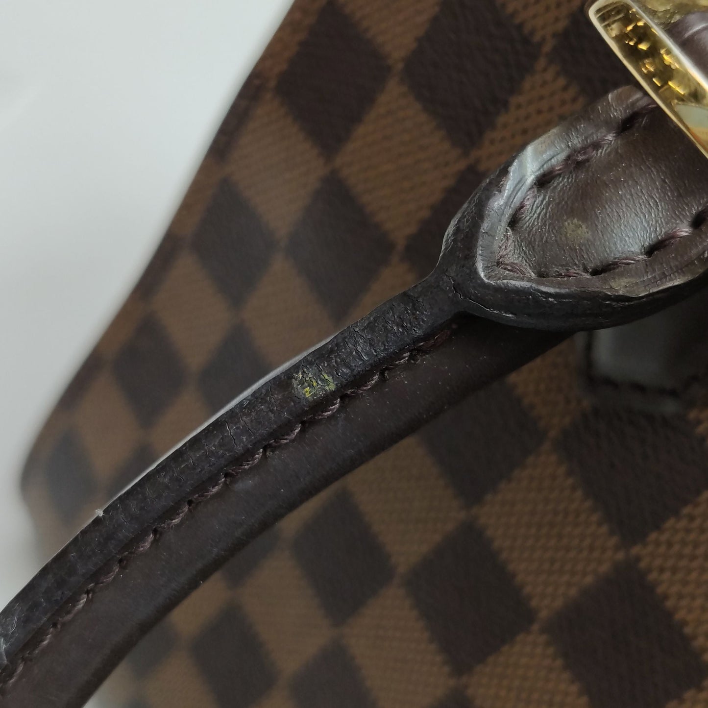 Preloved GLM-Triana Leather Checkered Two-Way Zipper Handbag 250512781189141