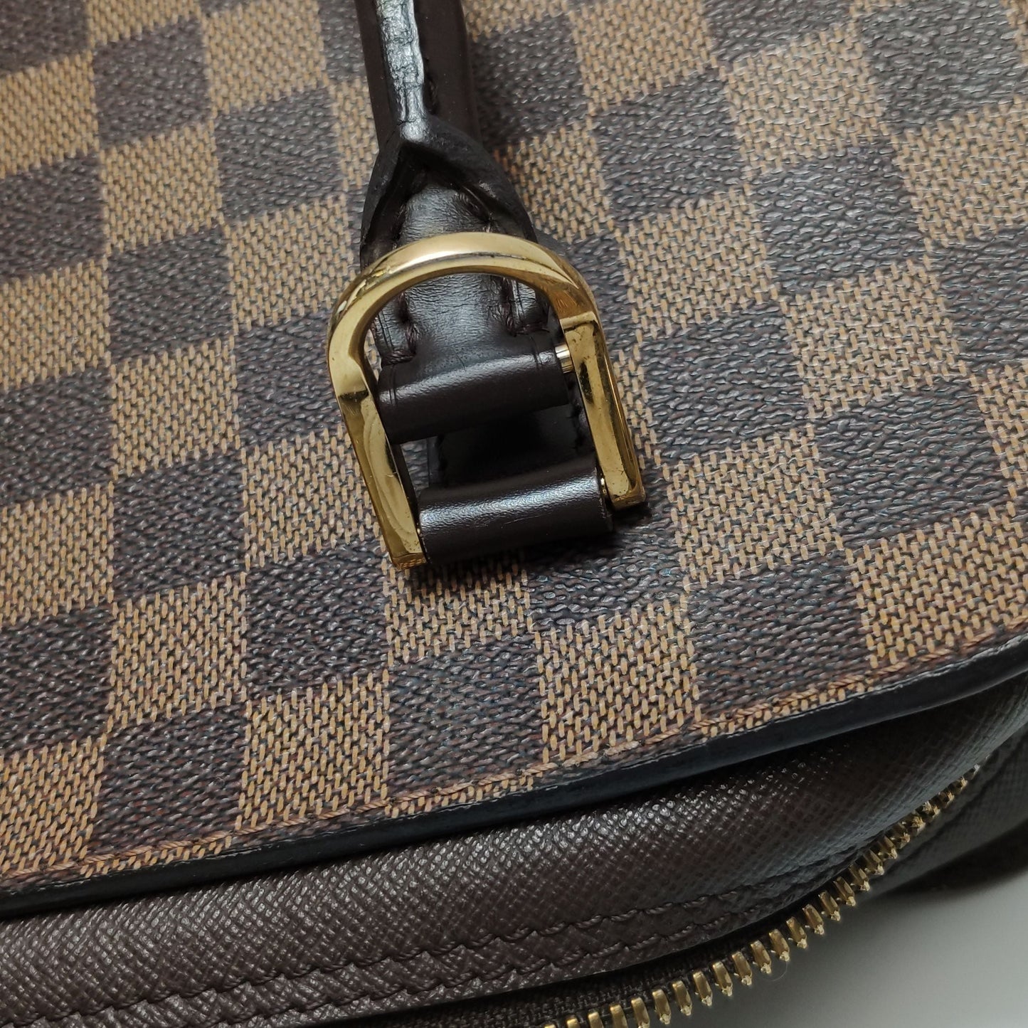 Preloved GLM-Triana Leather Checkered Two-Way Zipper Handbag 250512781189141