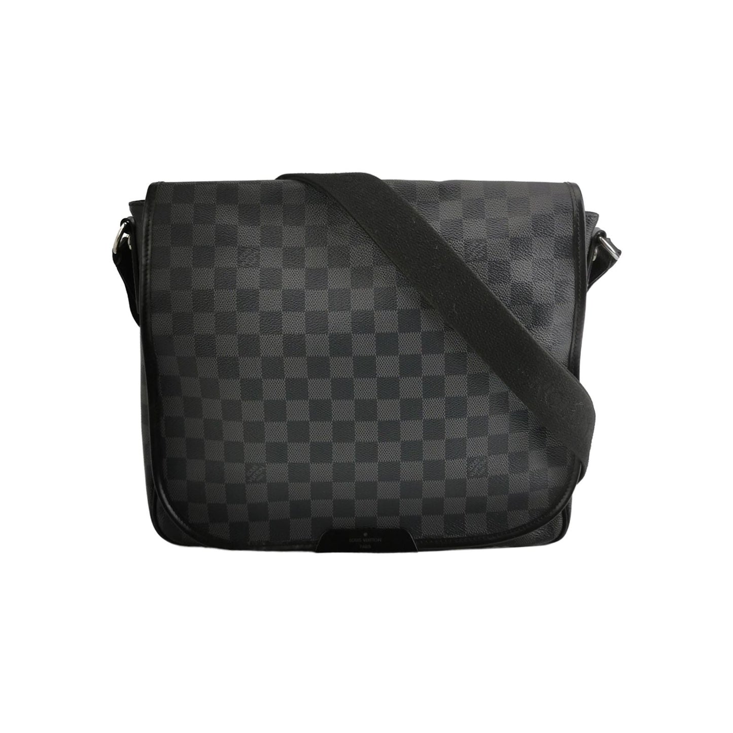 Preloved GLM-Leather Checkered Flap Messenger Crossbody Shoulder Bag 250512781189122