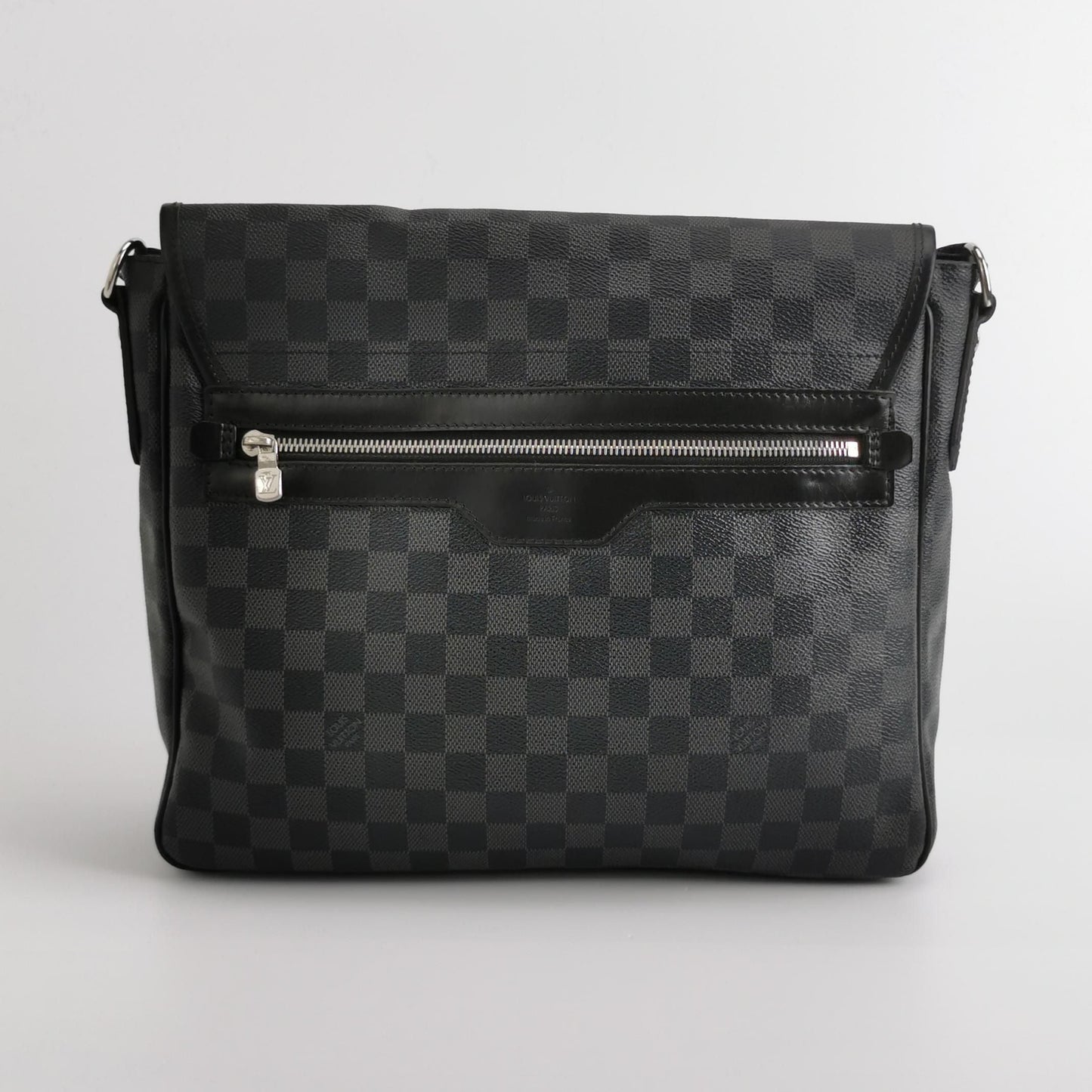 Preloved GLM-Leather Checkered Flap Messenger Crossbody Shoulder Bag 250512781189122