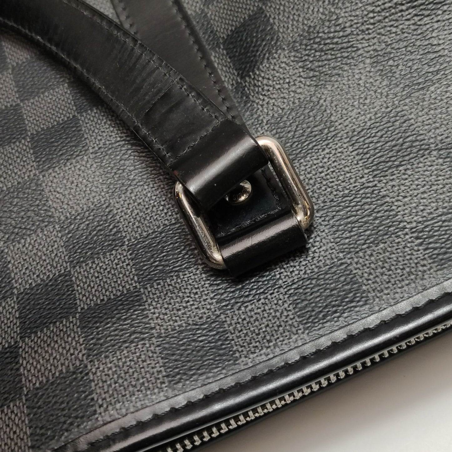 Preloved GLM-Tadao Checkered Leather Briefcase Crossbody Shoulder Bag 250511781187709