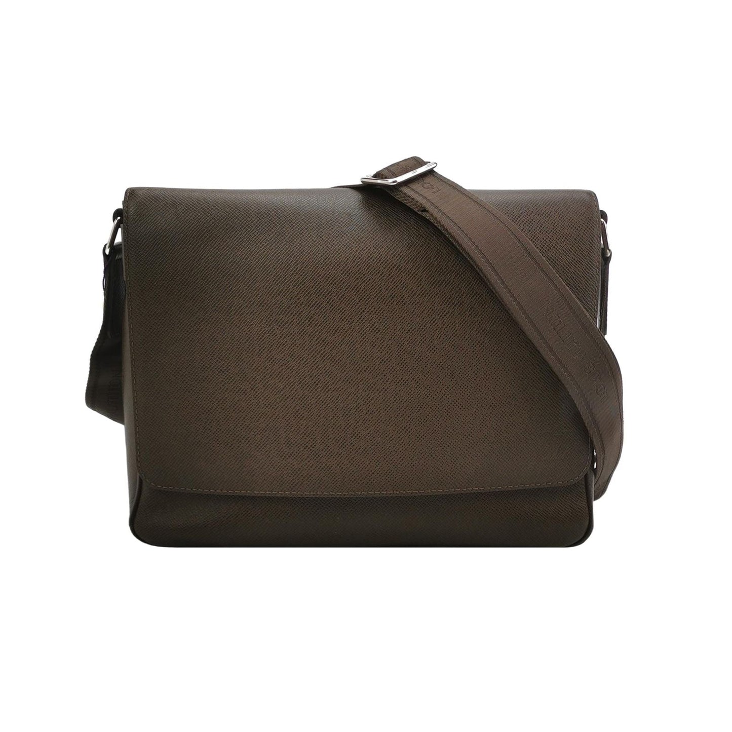 Preloved GLM-Roman Leather Solid Flap Crossbody Bag 250513781190509
