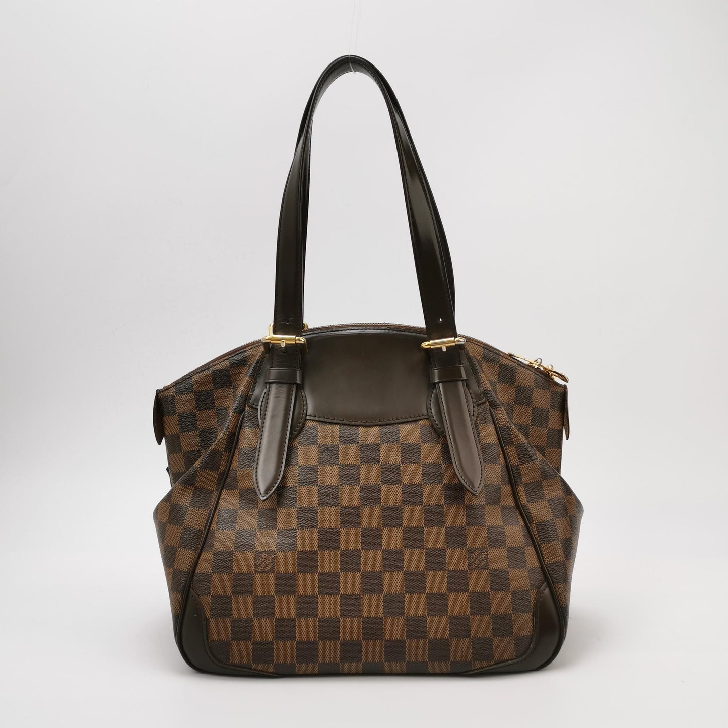 Preloved GLM-Verona Medium Checkered Logo Embellished Tote Shoulder Bag 250430781173327