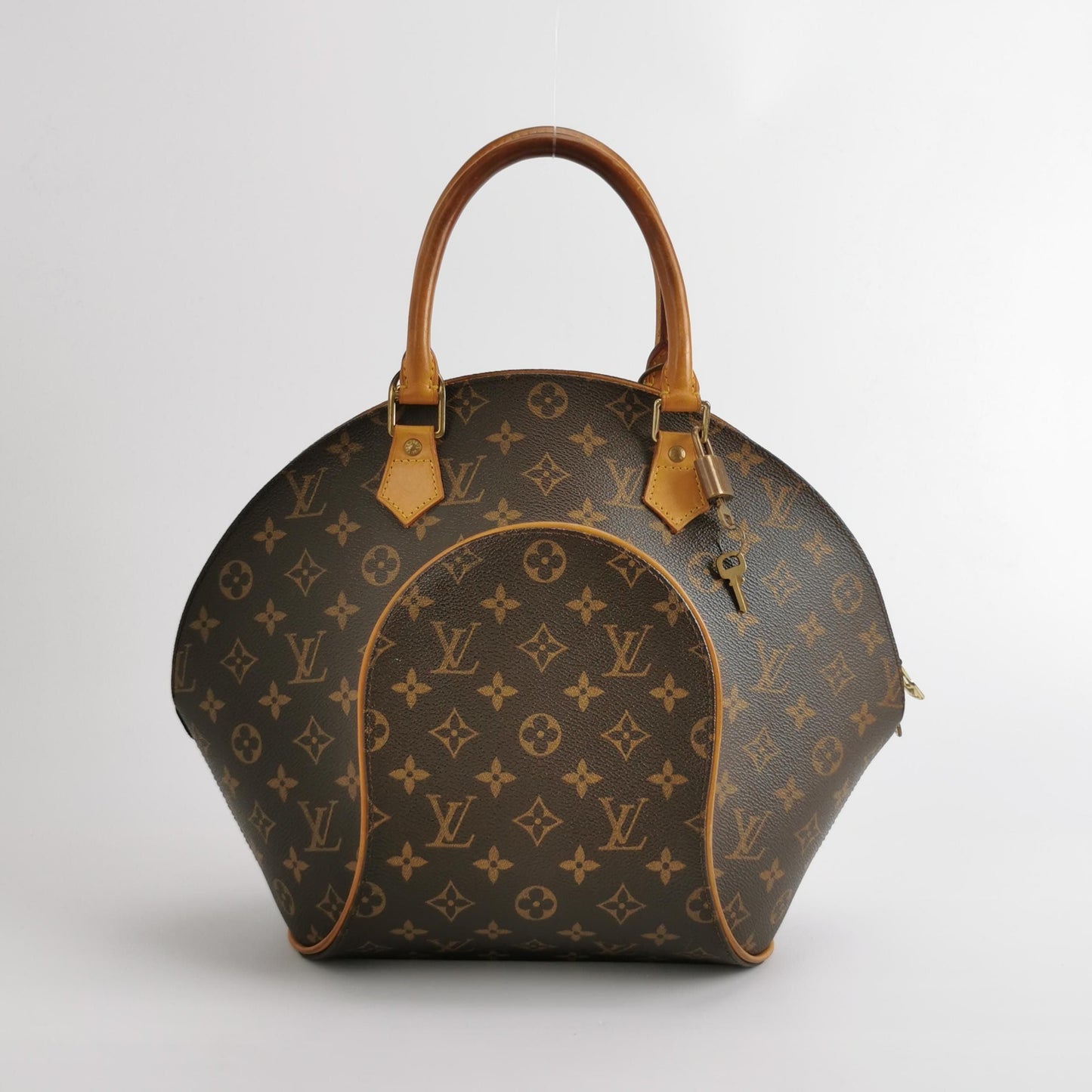 Preloved GLM-Ellipse Clam Bag Small Monogram Print Rolled Edge Handbag 250430781172265
