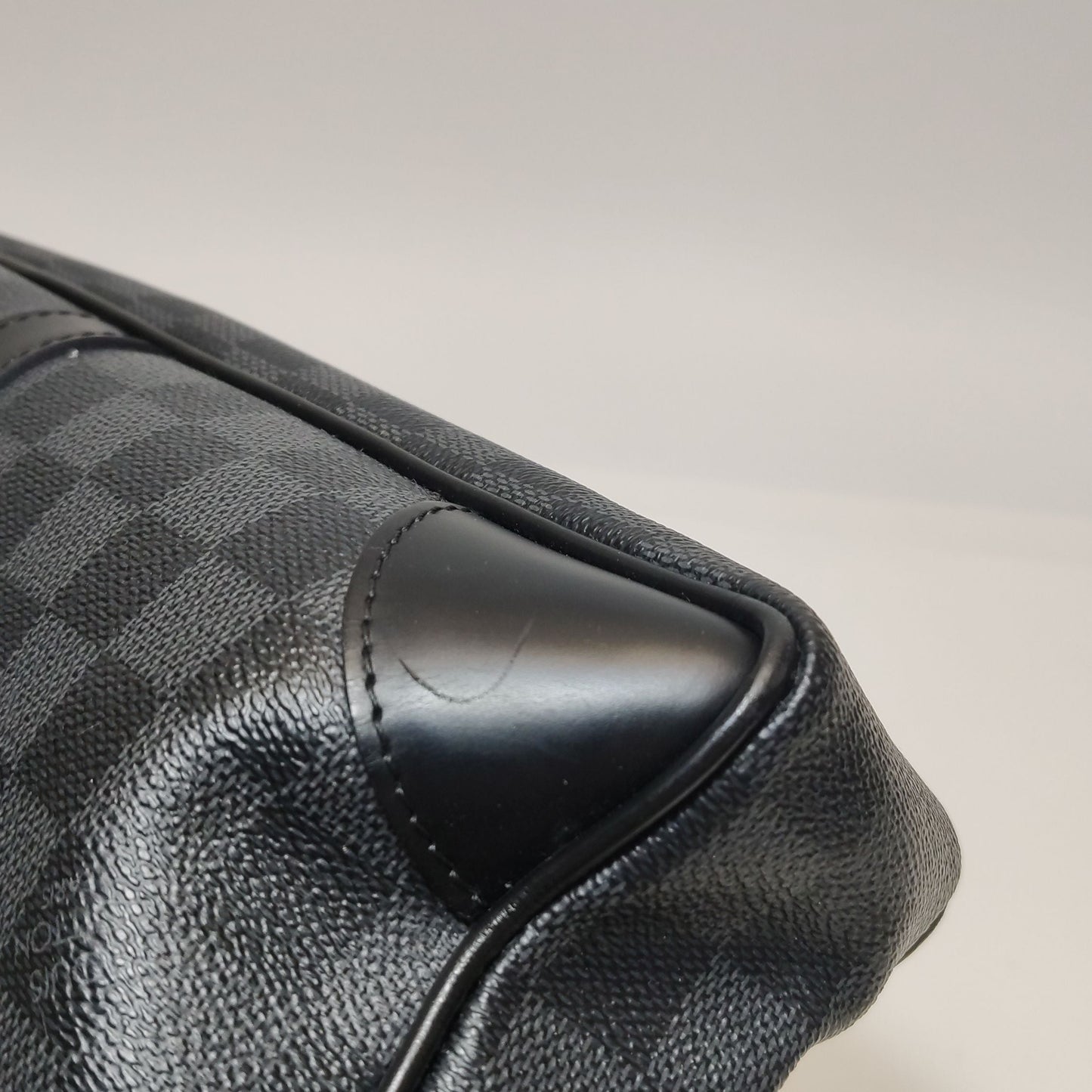 Preloved GLM-Porte-Documents Voyage Leather Checkerboard Zipper Briefcase Handbag 250430781172518