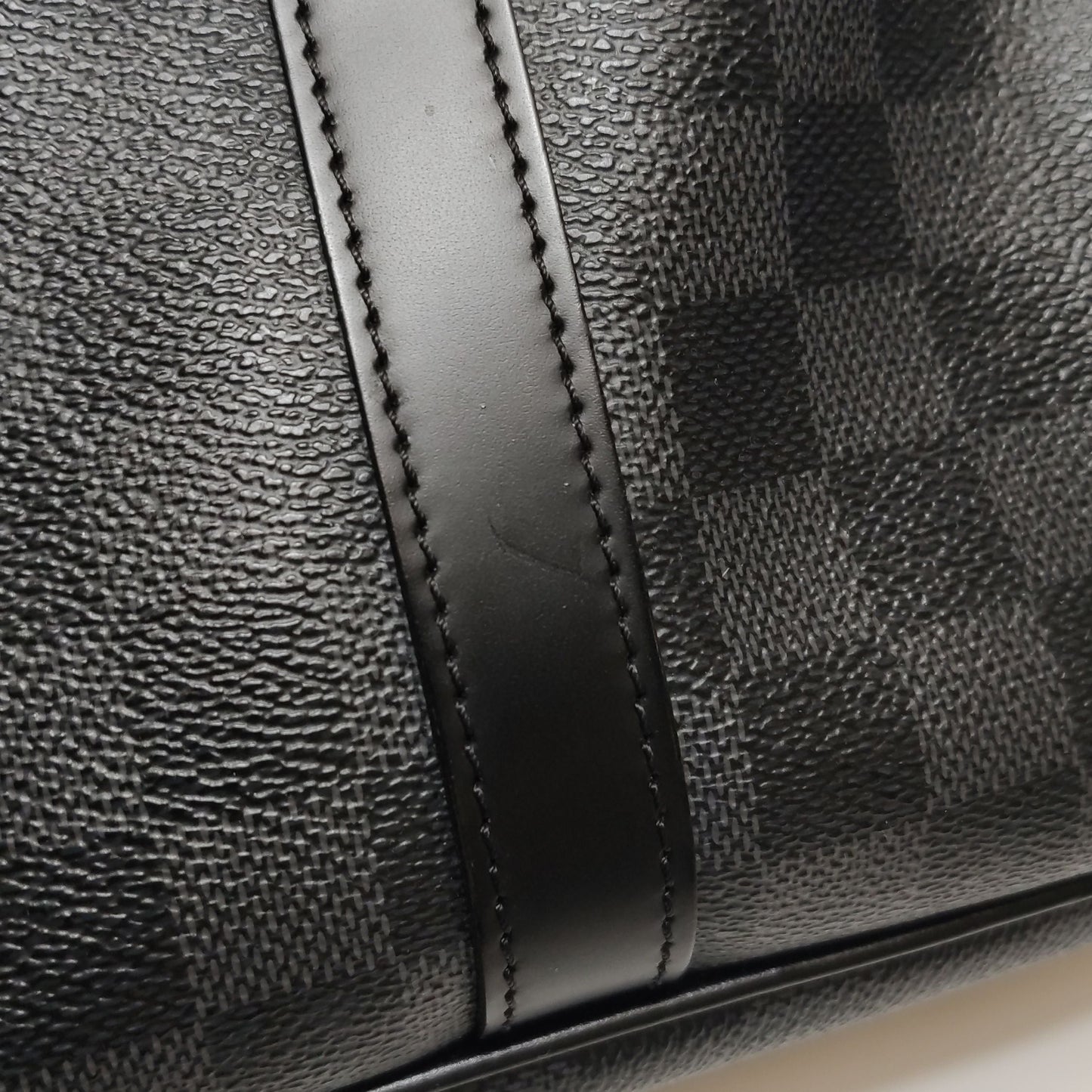 Preloved GLM-Porte-Documents Voyage Leather Checkerboard Zipper Briefcase Handbag 250430781172518