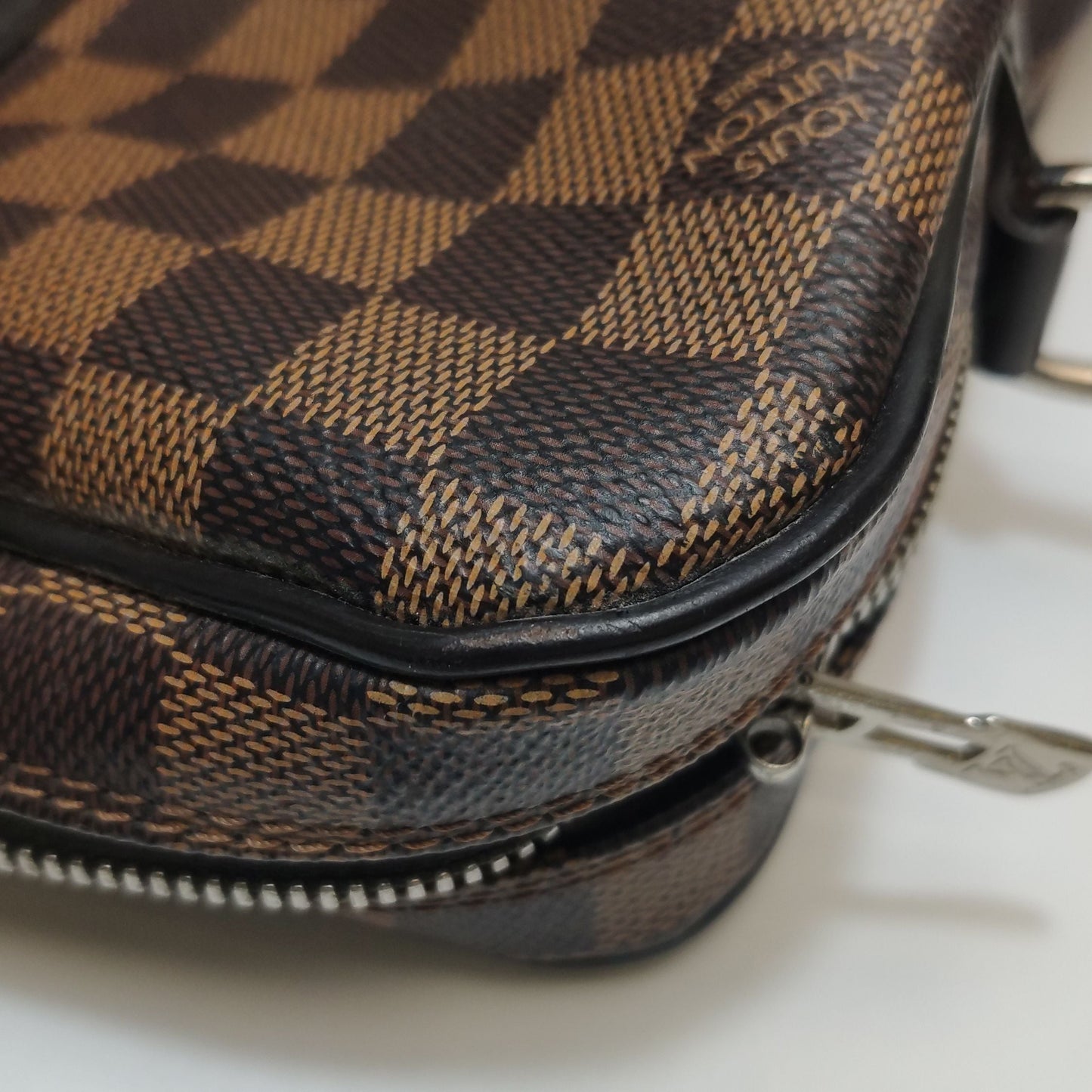 Preloved GLM-Porte-Documents Voyage Leather Checkerboard Handbag 250429781170860