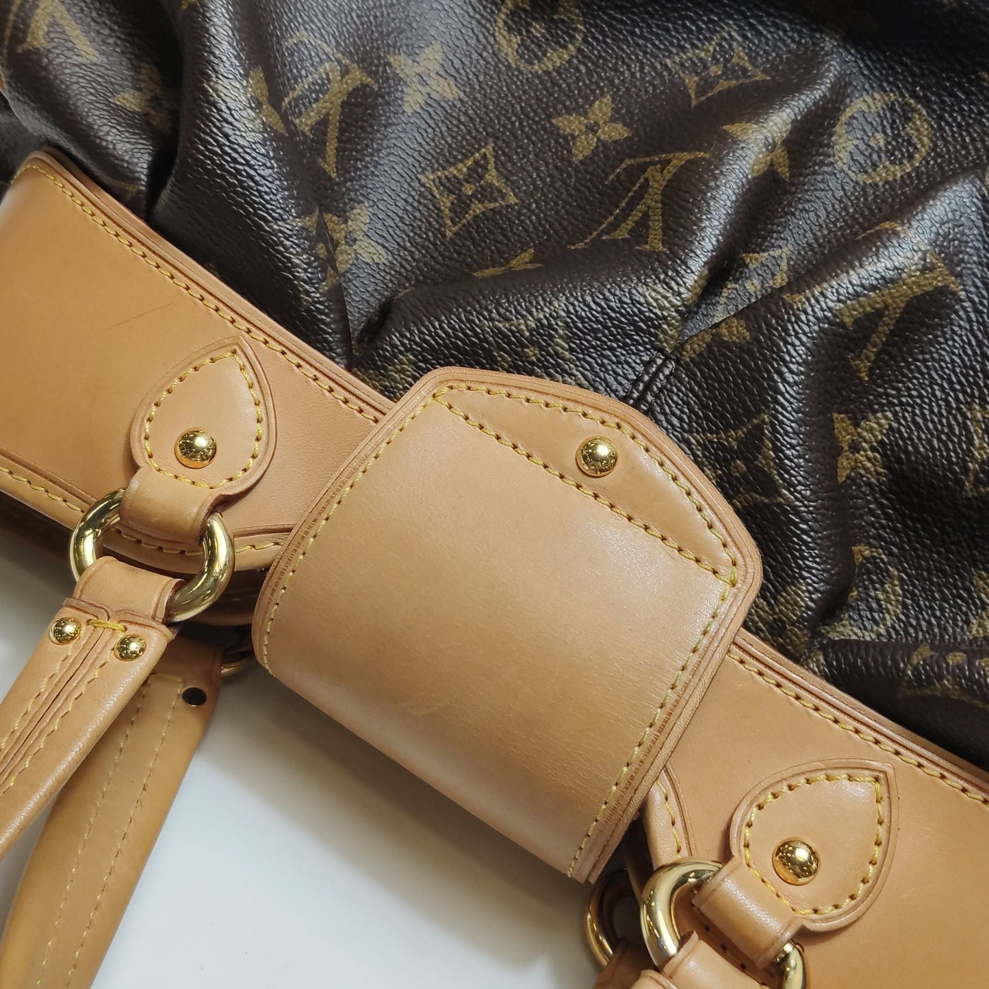 Preloved GLM-Boetie Monogram Print Pleated Satchel Handbag 250429781170841
