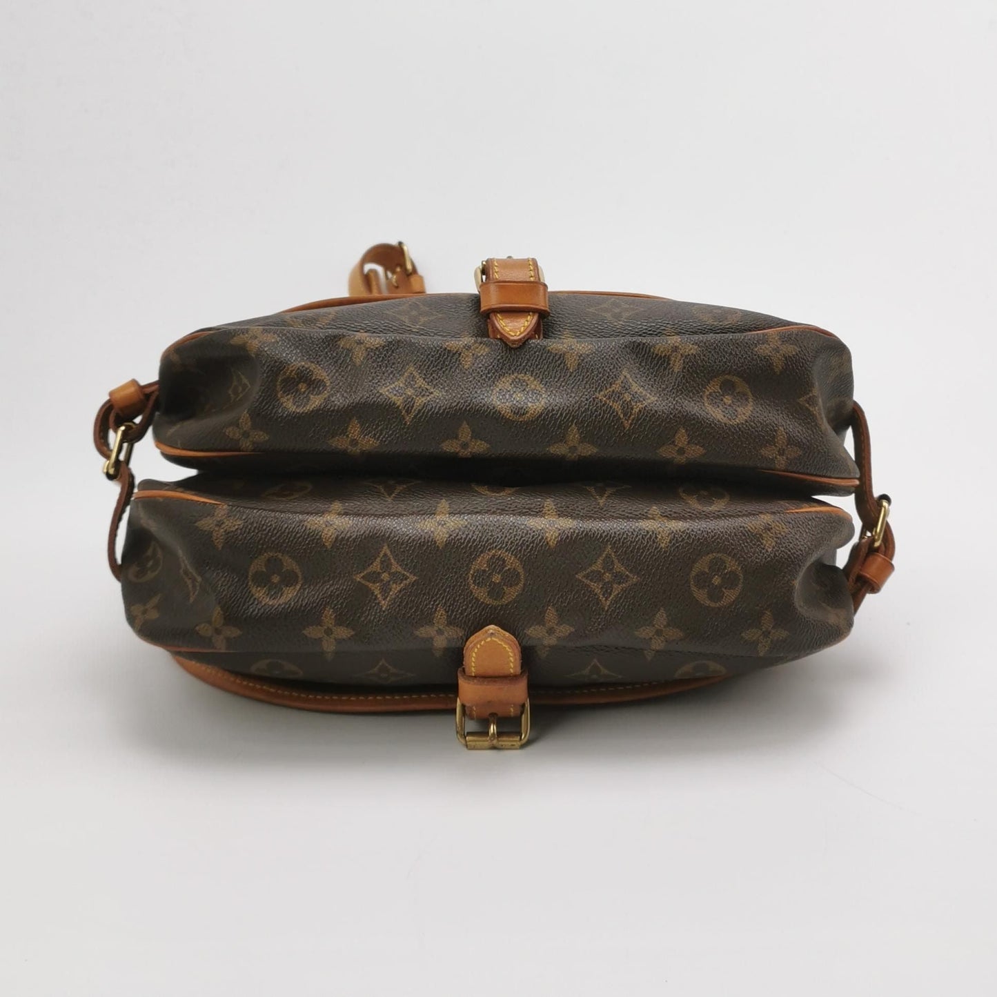 Preloved GLM-Saumur Twins Small Vegetable Tanned Leather Monogram Print Belt Buckle  Crossbody Bag 250429781170536