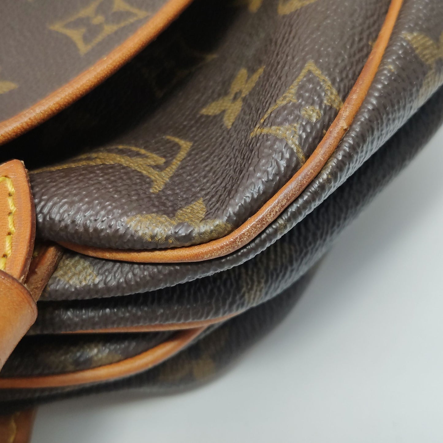 Preloved GLM-Saumur Twins Small Vegetable Tanned Leather Monogram Print Belt Buckle  Crossbody Bag 250429781170536