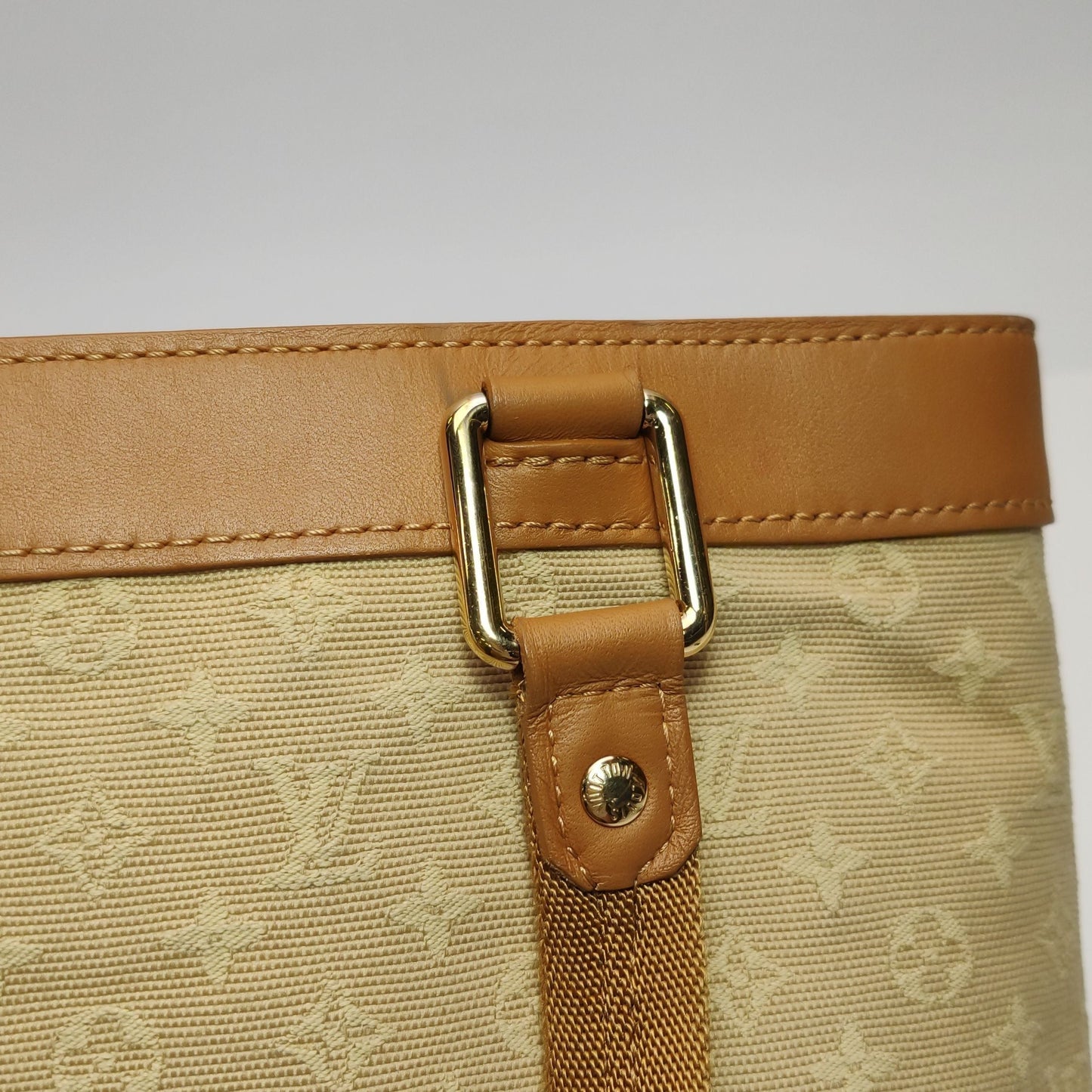 Preloved GLM-Lucille Leather Canvas Monogram Zip Tote Handbag 250428781170091
