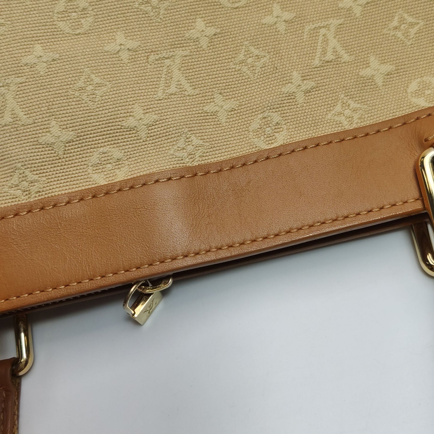 Preloved GLM-Lucille Leather Canvas Monogram Zip Tote Handbag 250428781170091