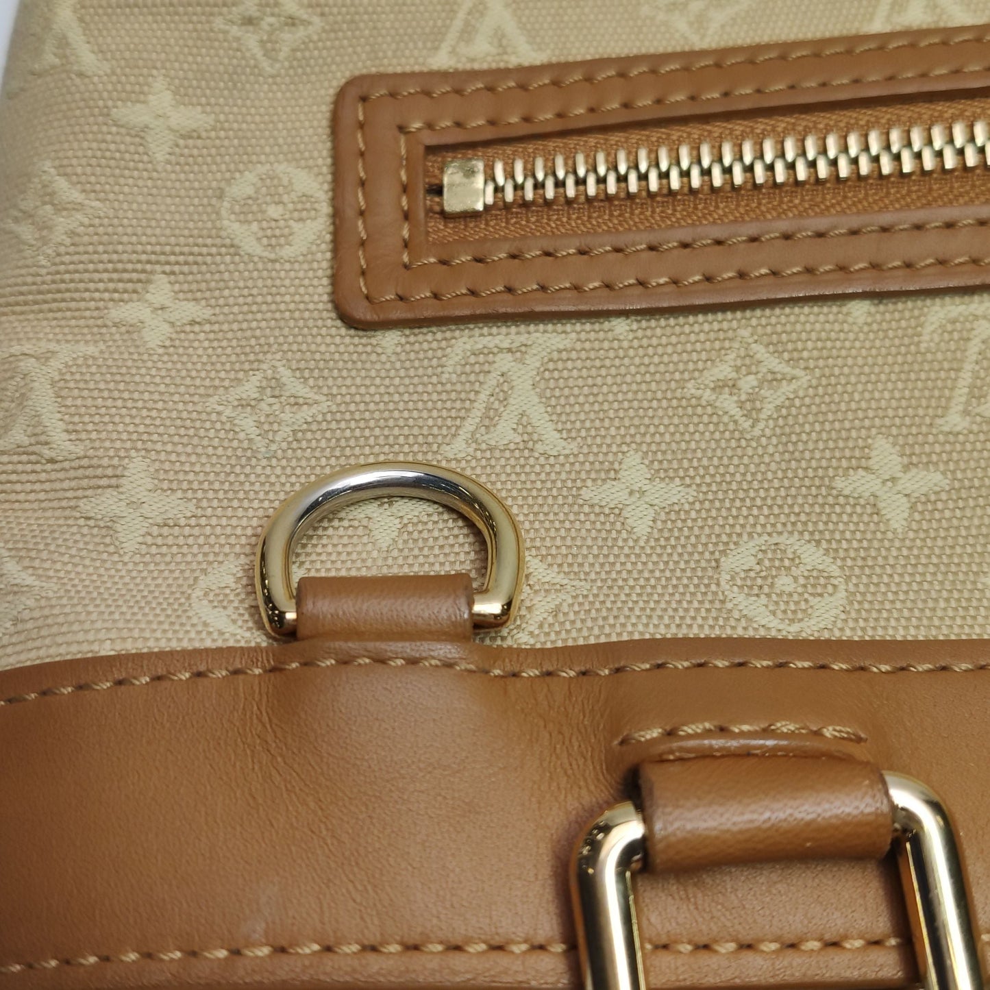 Preloved GLM-Lucille Leather Canvas Monogram Zip Tote Handbag 250428781170091