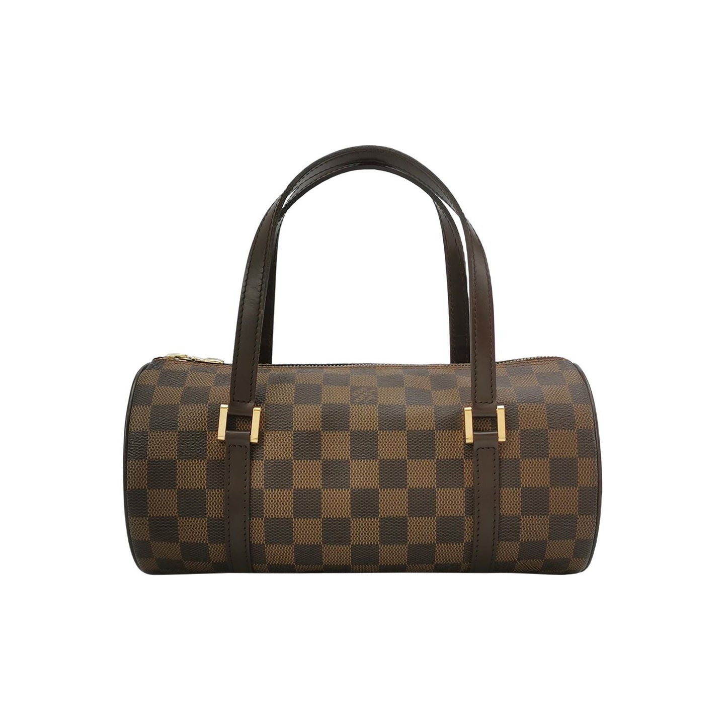 Preloved GLM-Papillon Medium Checkered Canvas Round Barrel Bag 250425781165294
