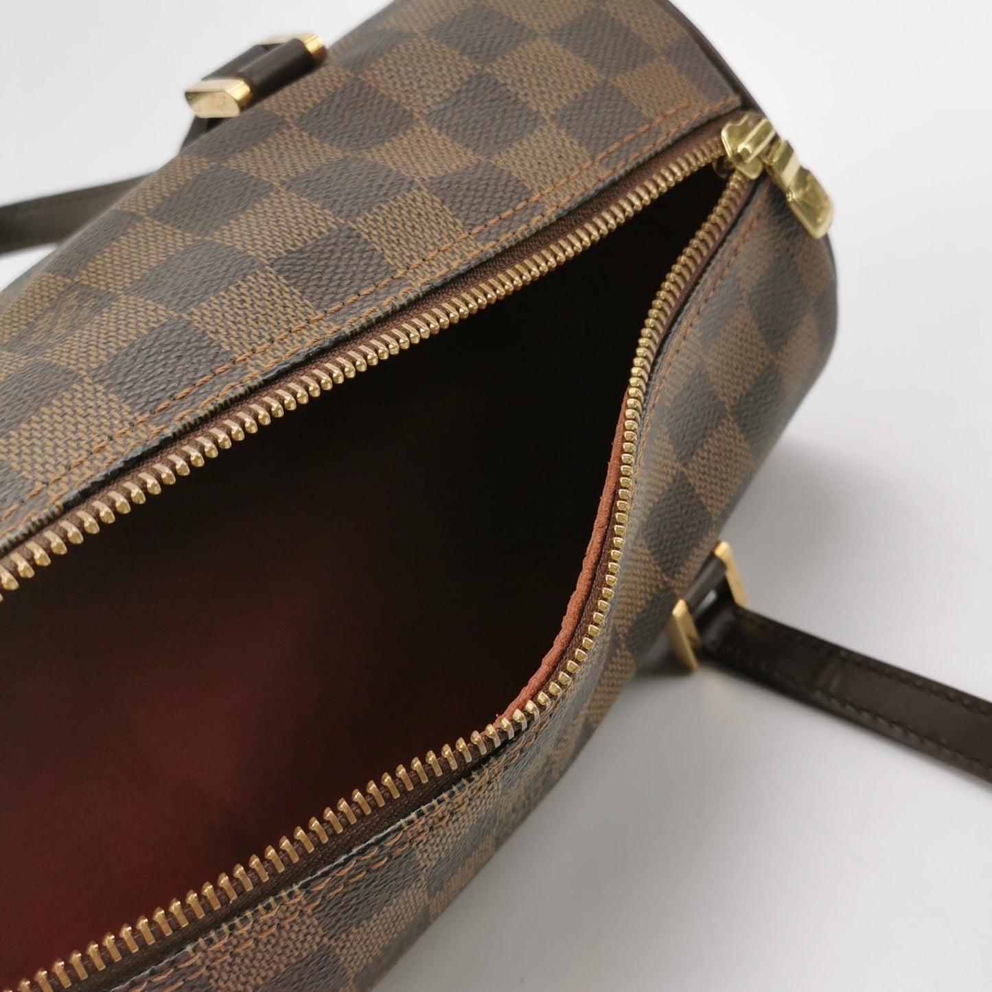 Preloved GLM-Papillon Medium Checkered Canvas Round Barrel Bag 250425781165294