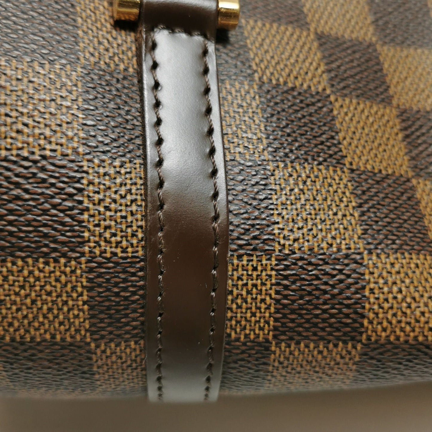 Preloved GLM-Papillon Medium Checkered Canvas Round Barrel Bag 250425781165294