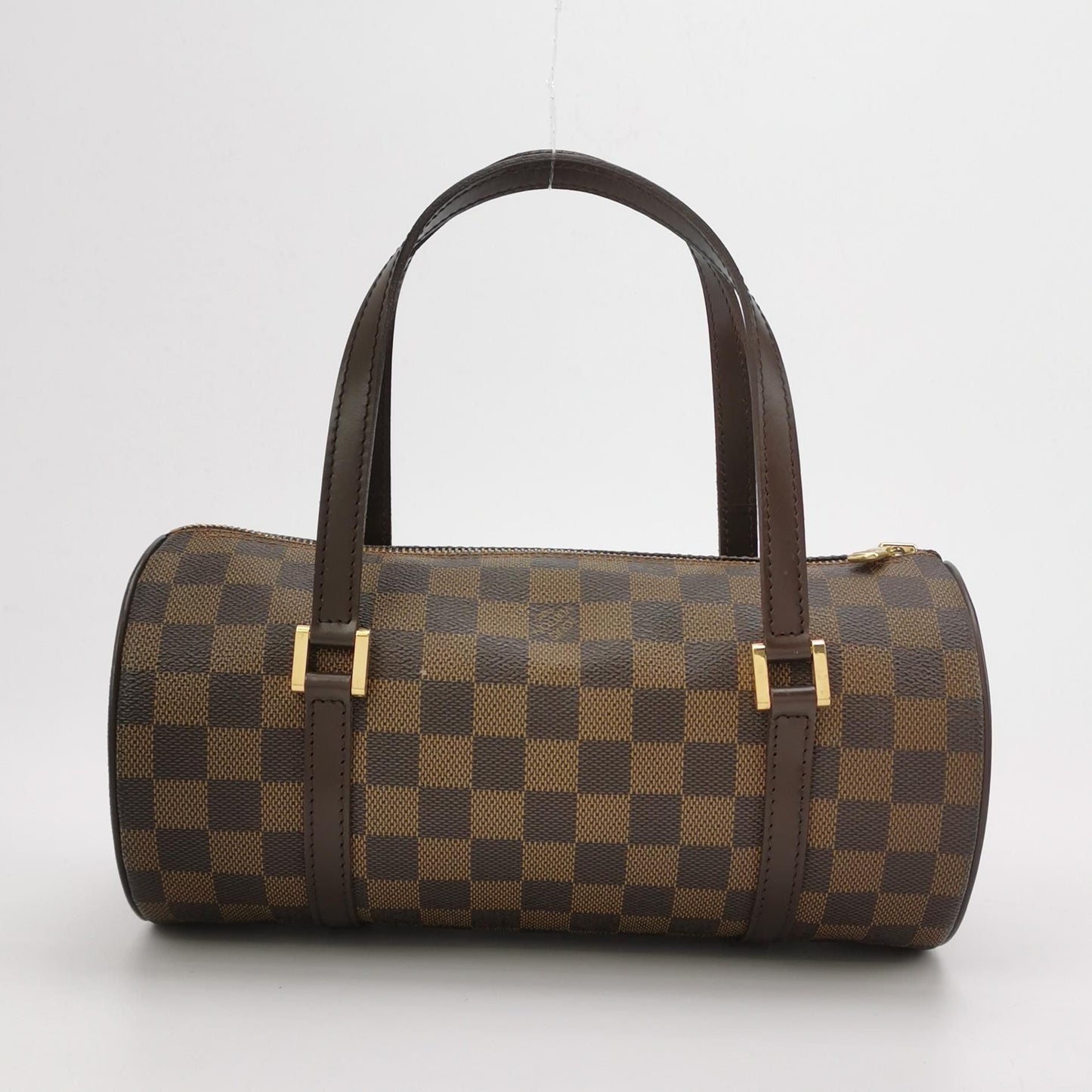 Preloved GLM-Papillon Medium Checkered Canvas Round Barrel Bag 250425781165294