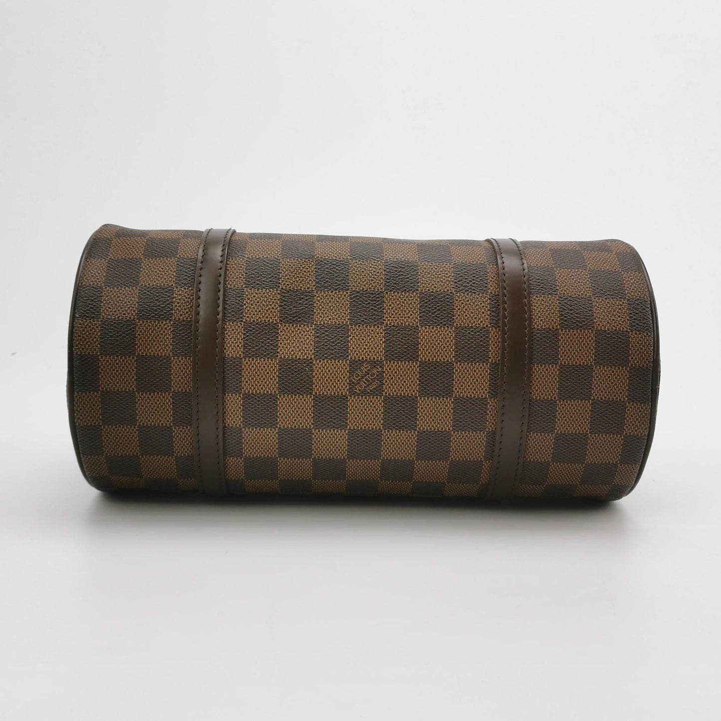 Preloved GLM-Papillon Medium Checkered Canvas Round Barrel Bag 250425781165294